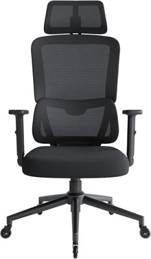 Ergonomischer Bürostuhl mit Lordosenstütze und Armlehne, Schwarz