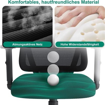 Ergonomischer Bürostuhl mit Lordosenstütze und Armlehne, Schwarz