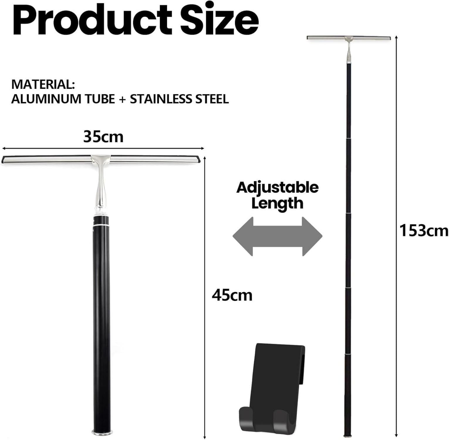 Duschabzieher Set 35cm Breit Teleskopstange 45-153cm