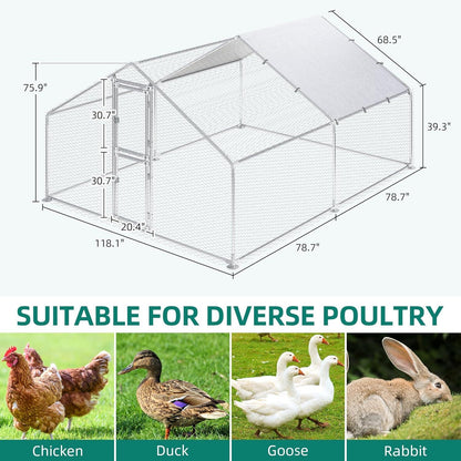 Hühnerstall Freilaufgehege für Kaninchen 3x4x2m Silber