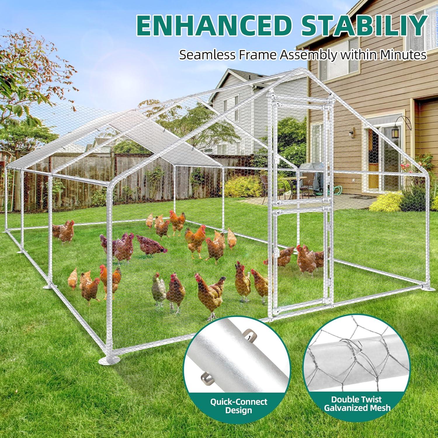 Großes Hühnergehege Freilaufgehege Kaninchen Sicherheitsschloss PE-Plane 3x6m