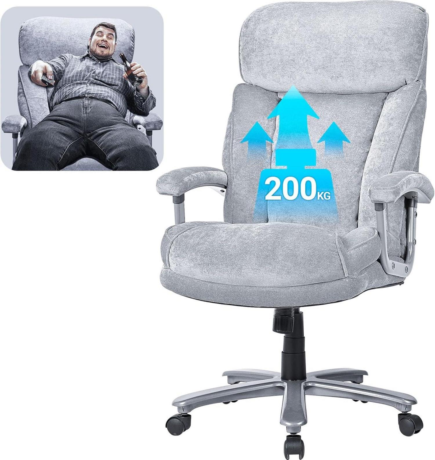 Ergonomischer Gamingstuhl mit maximaler Belastbarkeit 200kg Grau-Samt