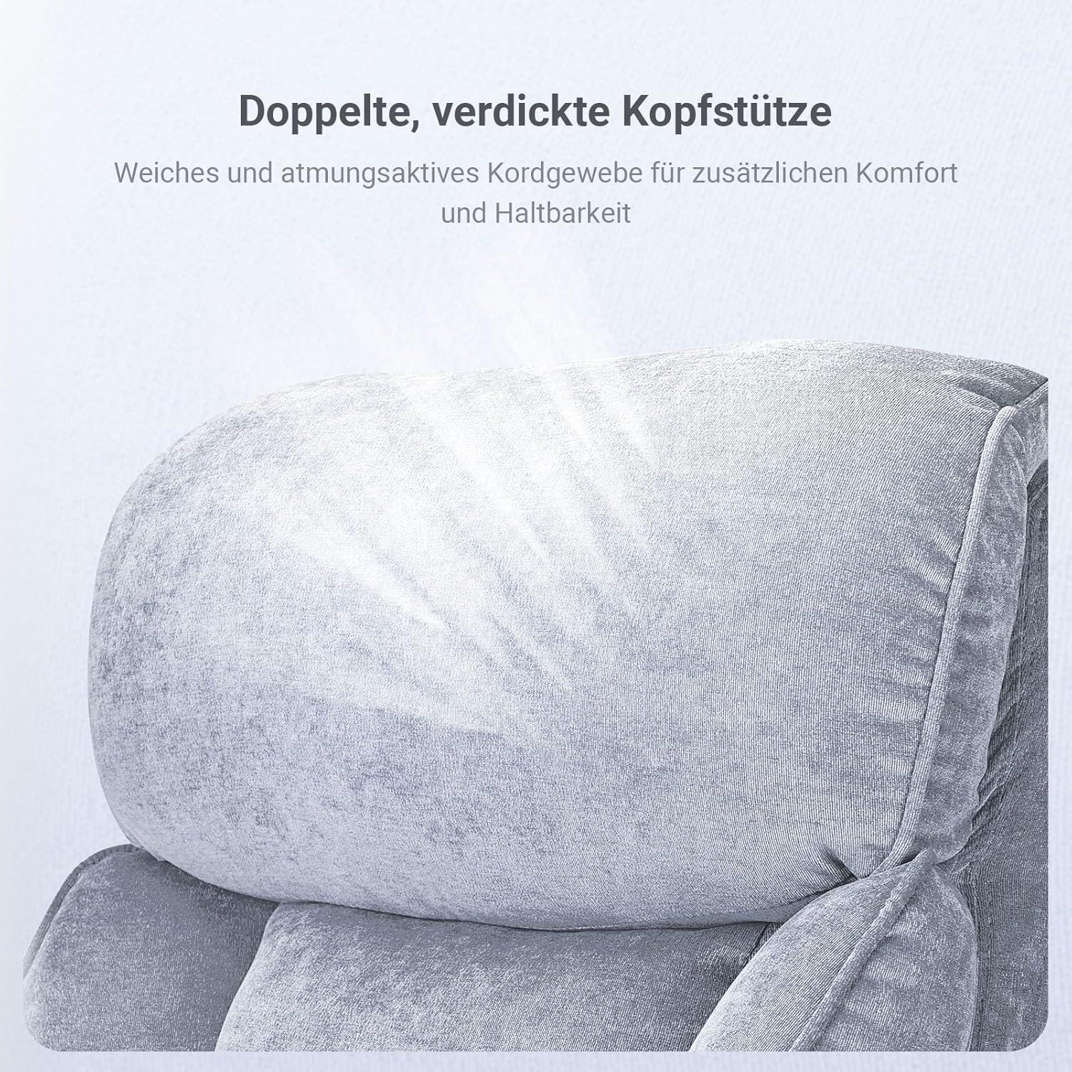 Bürostuhl Drehstuhl Grau Samt Ergonomisch 200kg Belastbarkeit