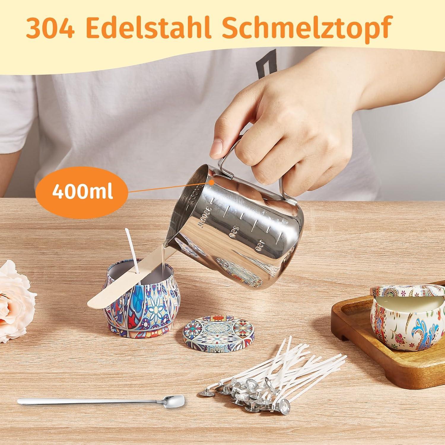 Anpro DIY Kerzenherstellungsset Wachsschmelztopf 100 Kerzendochte 6 Farben