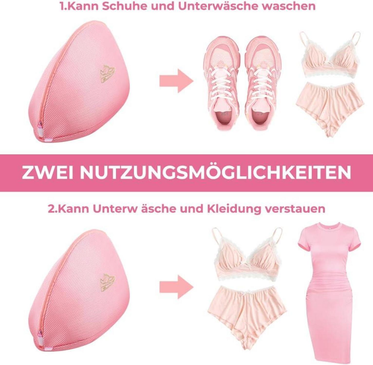 2er Pack Wäschenetz Rosa Schutz Wäschesack für Schuhe Sneaker