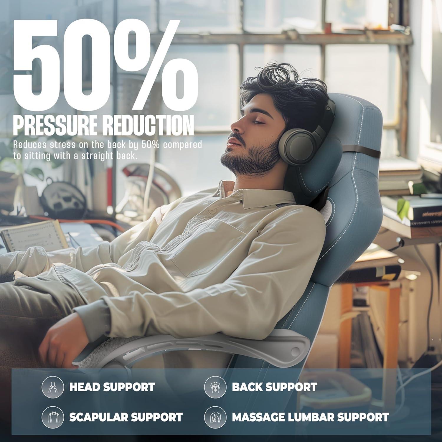 Gaming Stuhl Stoff mit Fußstütze Massage Blau für schwere Menschen