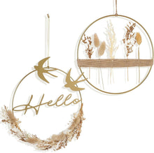 Trockenblumenkranz Gold Metallring Boho Fensterdeko Ganzjährig Wand