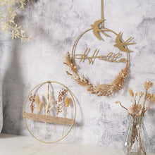 Trockenblumenkranz mit Gold Metallring, 2er Set für