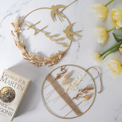 Trockenblumenkranz Gold Metallring Boho Fensterdeko Ganzjährig Wand