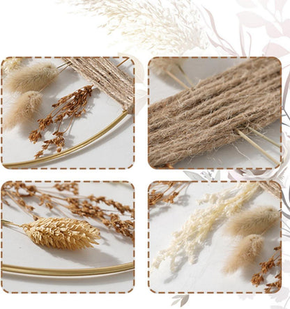 Trockenblumenkranz mit Gold Metallring in Boho-Stil