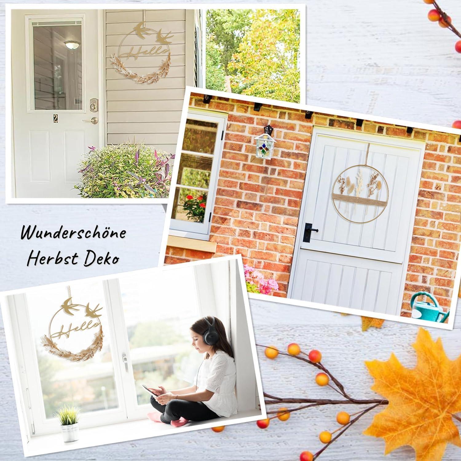 Trockenblumenkranz Gold Metallring 2er Set Boho Deko Ganzjährig