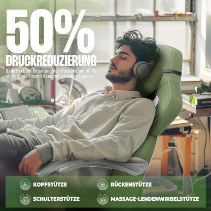 Gaming Stuhl Stoff mit Fußstütze und Massagefunktion Grün
