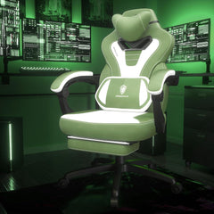 Gaming Stuhl Stoff mit Fußstütze und Massagefunktion Grün