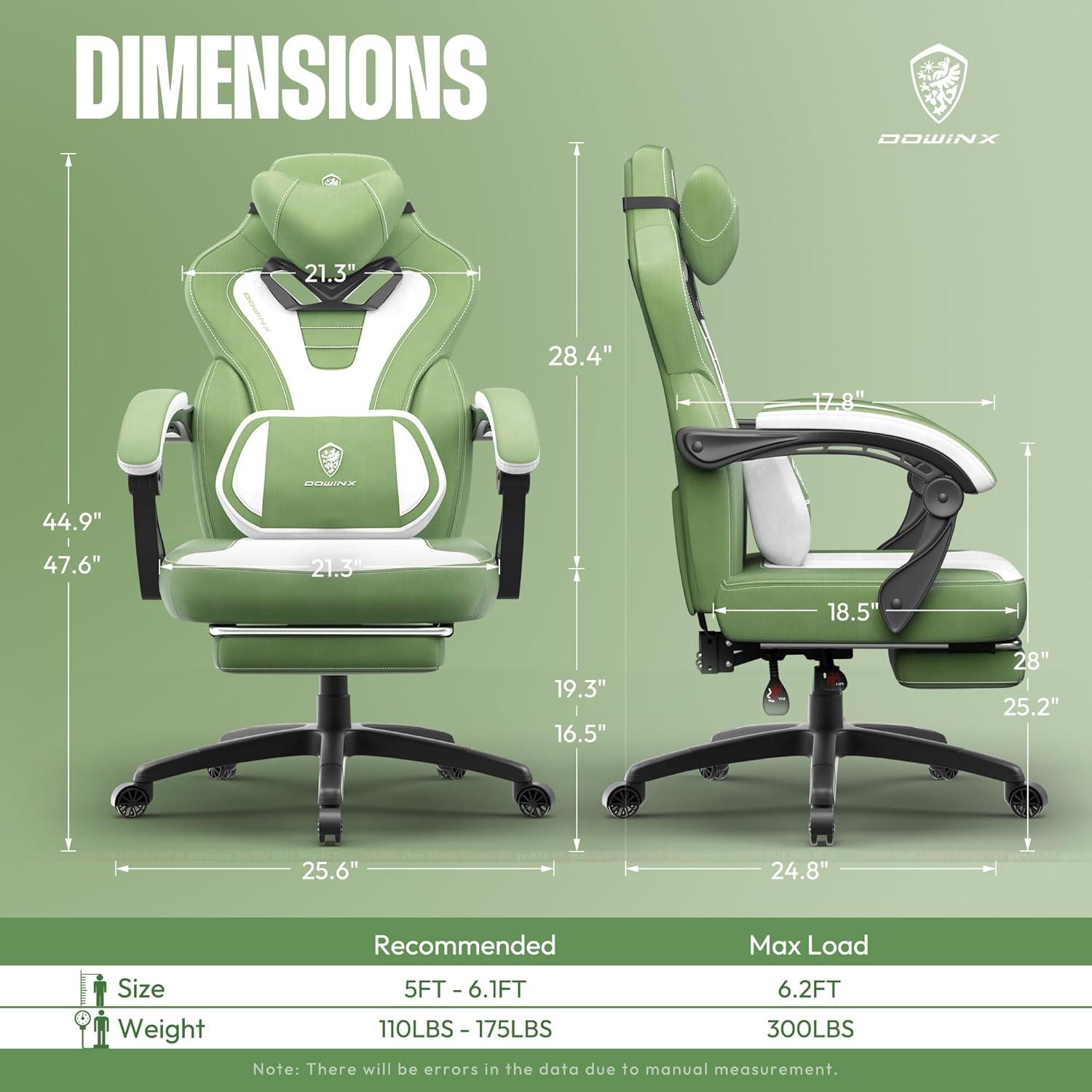 Ergonomischer Gaming Stuhl mit Massage & Fußstütze, grün