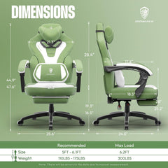Ergonomischer Gaming Stuhl mit Massage & Fußstütze, grün
