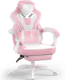 Gaming Stuhl mit Fußstütze für schwere Menschen Massage Pink