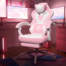 Dowinx Gaming Stuhl mit Fußstütze und Massagefunktion Rosa