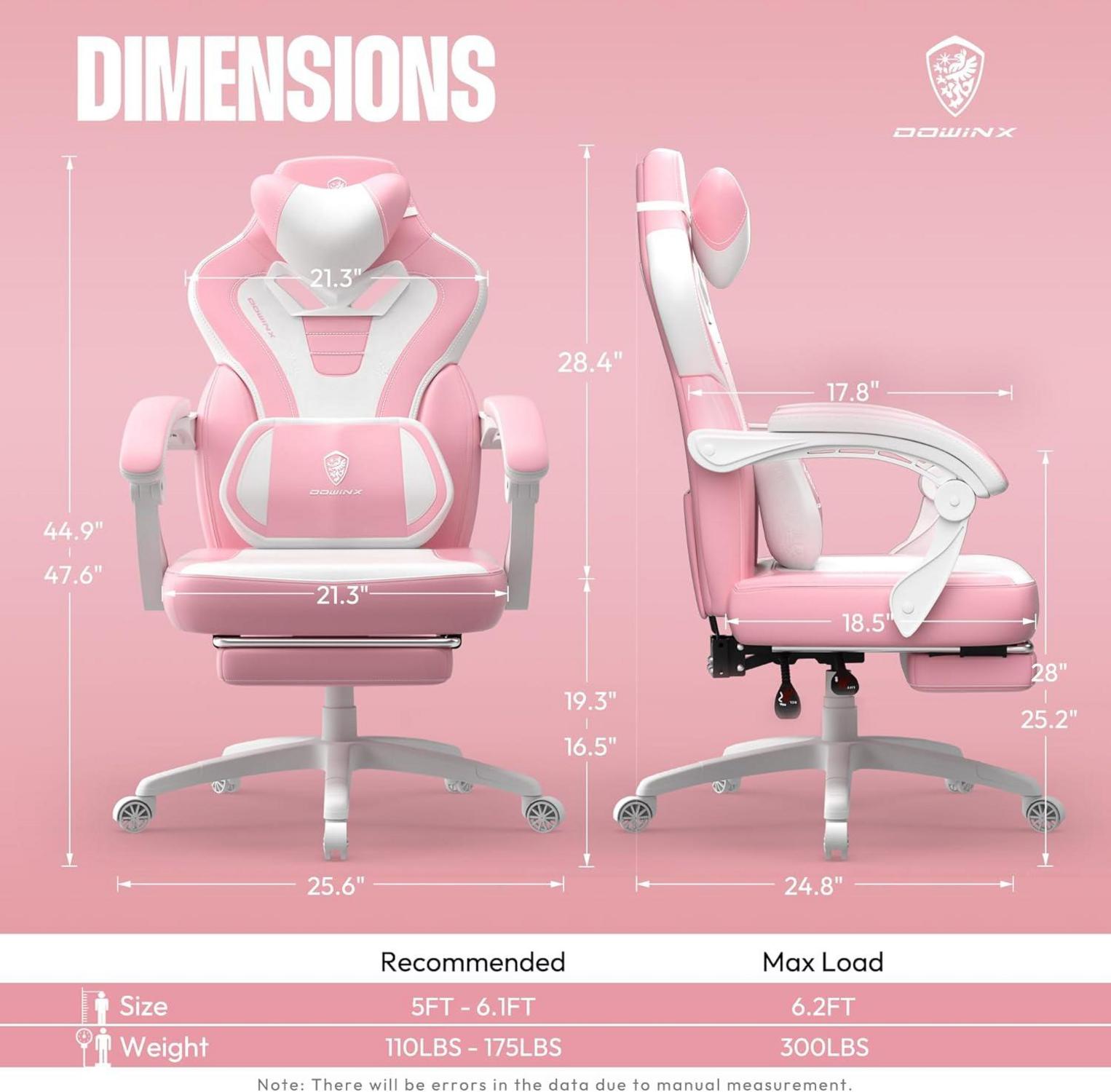 Gaming Stuhl mit Fußstütze für schwere Menschen Massage Pink