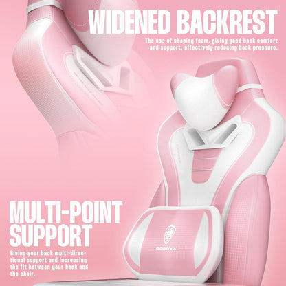 Dowinx Gaming Stuhl für schwere Gamer mit Massage-Funktion PU Rosa