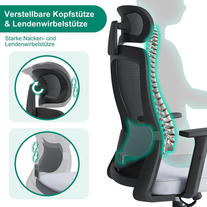 Ergonomischer Bürostuhl mit verstellbarer Lendenwirbelstütze