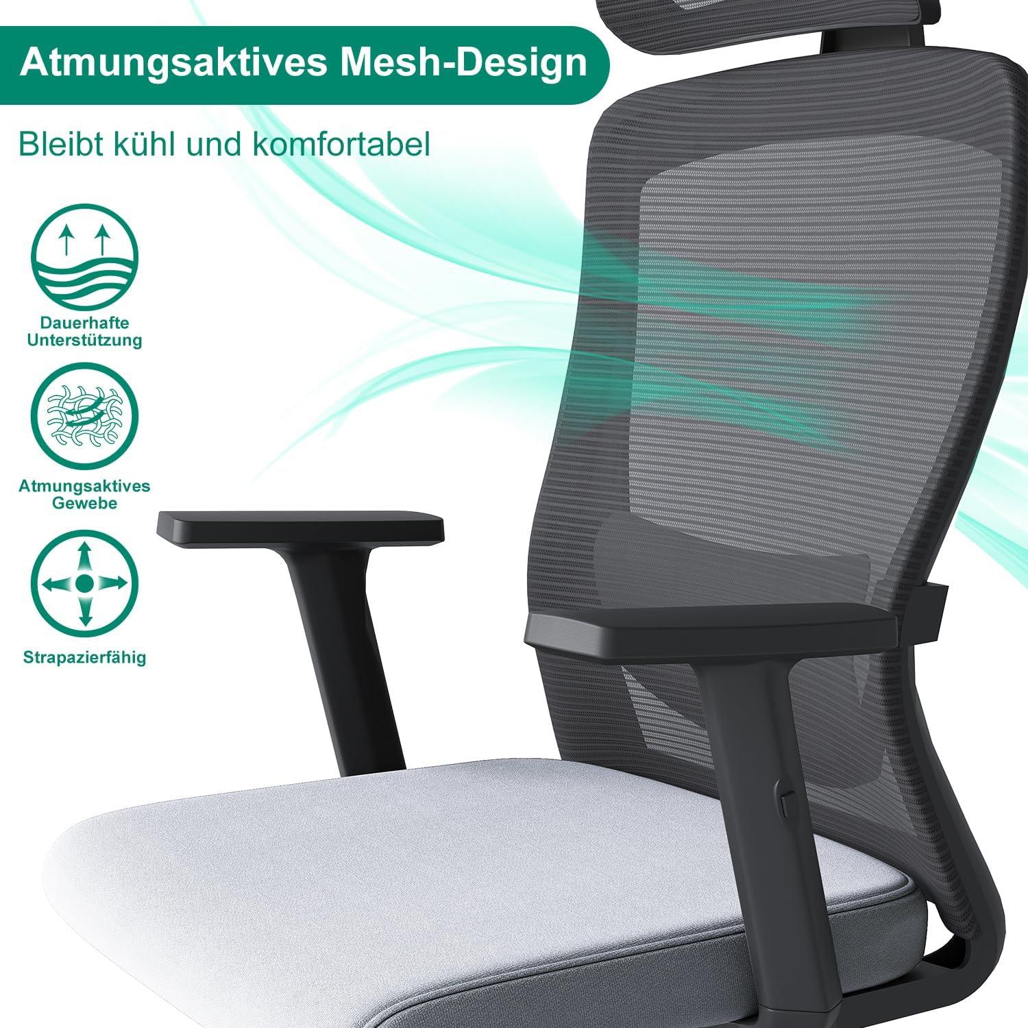 Ergonomischer Bürostuhl mit Verstellbarer Lendenwirbelstütze und