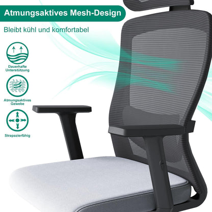 Ergonomischer Bürostuhl mit Verstellbarer Lendenwirbelstütze und