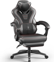 Dowinx Gaming Stuhl hoher Rücken Massage Fußstütze PU Schwarz