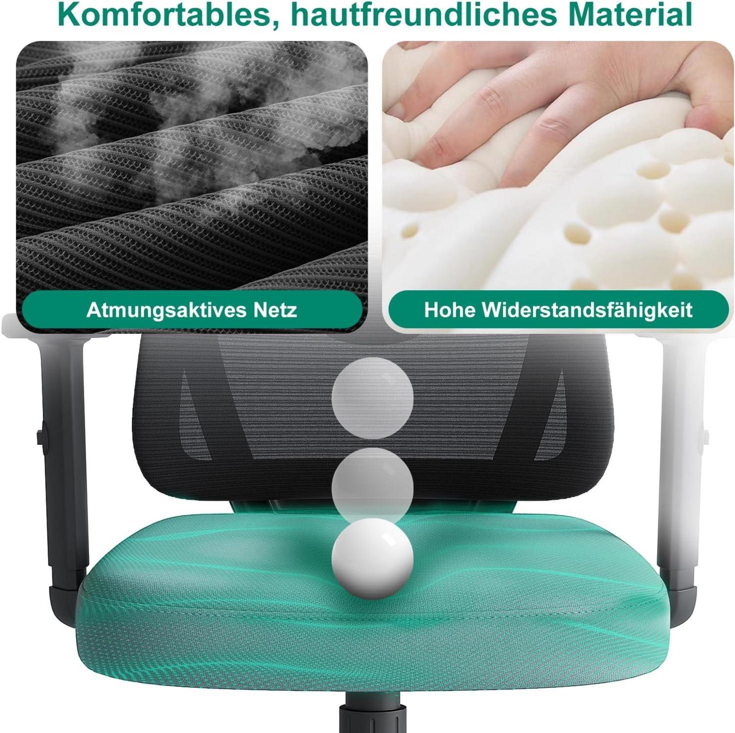 Ergonomischer Bürostuhl mit Automatischer Lordosenstütze, Grau