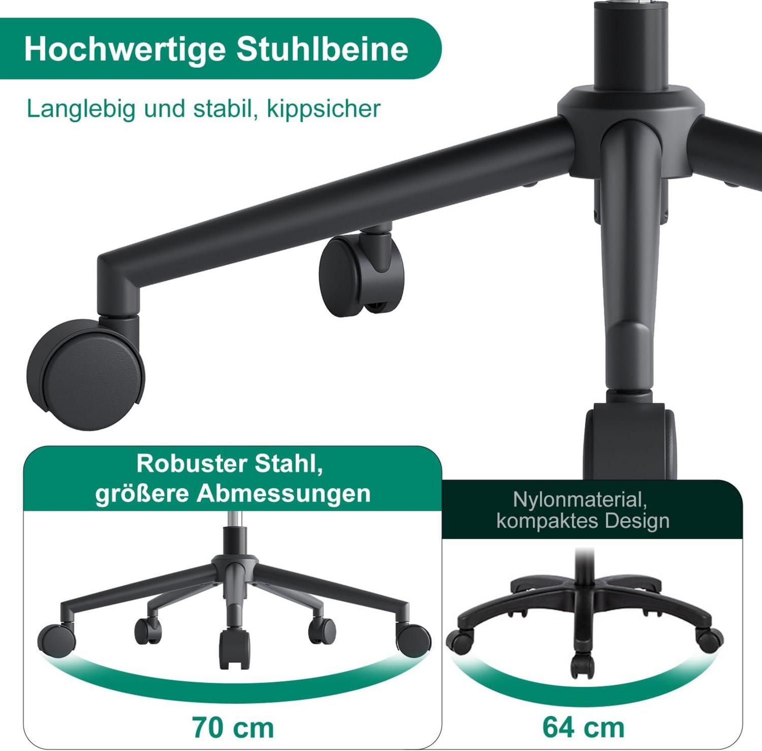 Ergonomischer Bürostuhl mit Automatischer Lordosenstütze und Armlehne 150 kg