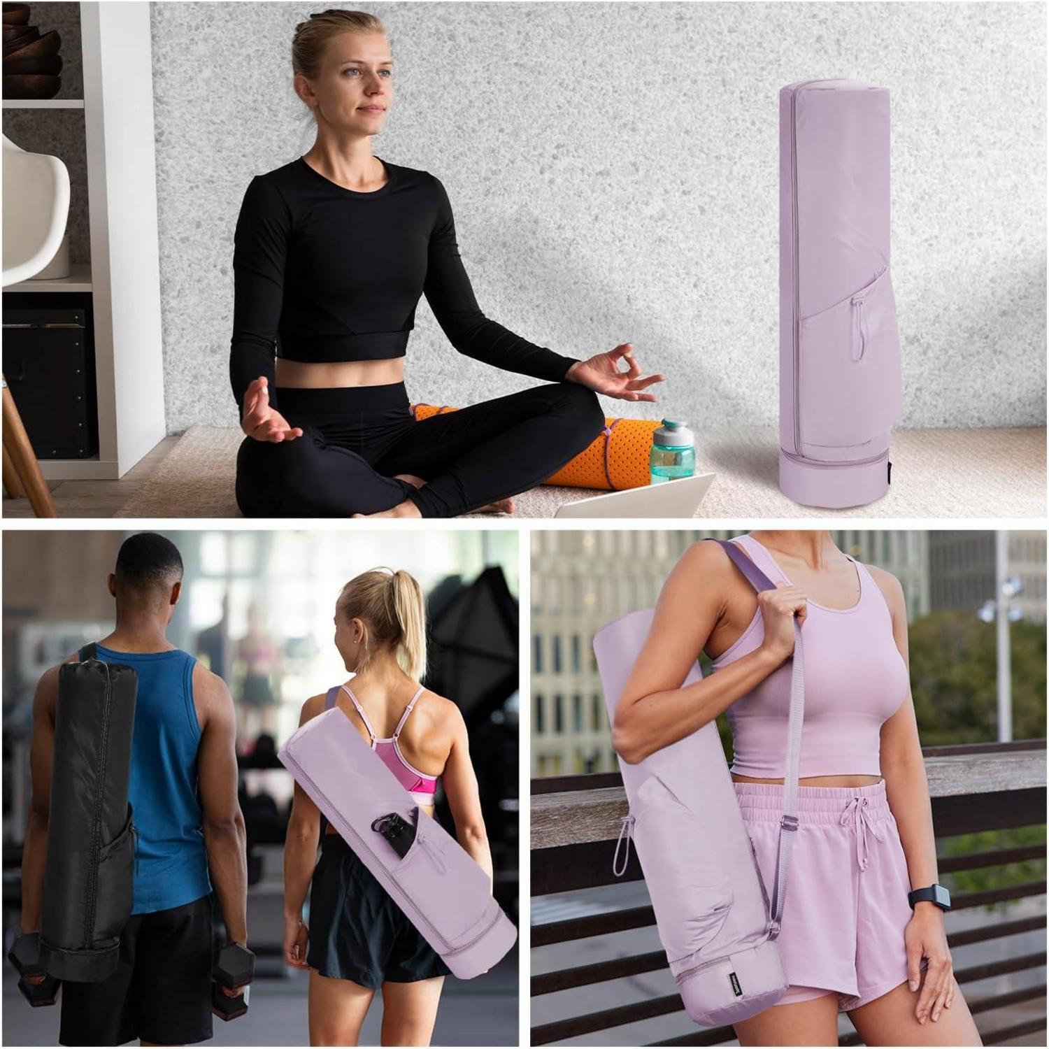 Yogatasche Damen mit Nassfach und Flaschentasche, lila