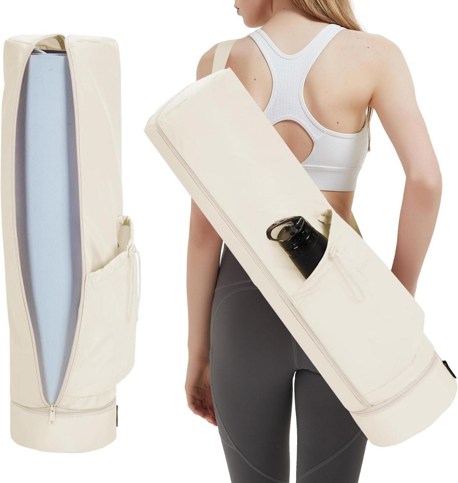 Yogatasche Damen mit Nassfach und Flaschentasche Beige