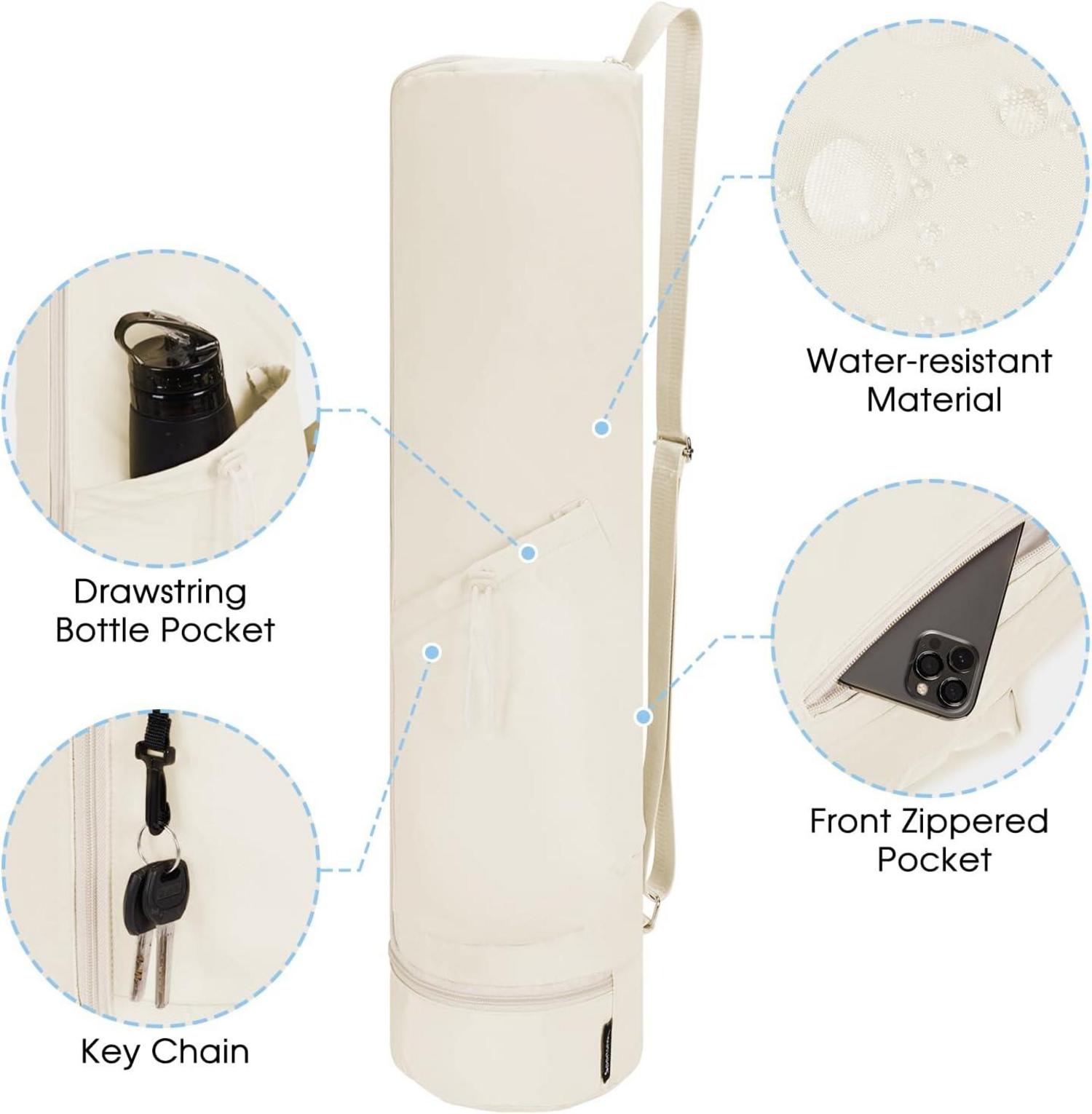 Yogatasche Damen mit Nassfach und Flaschentasche Beige