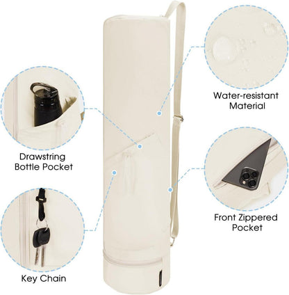 Yogatasche Damen mit Nassfach und Flaschentasche Beige