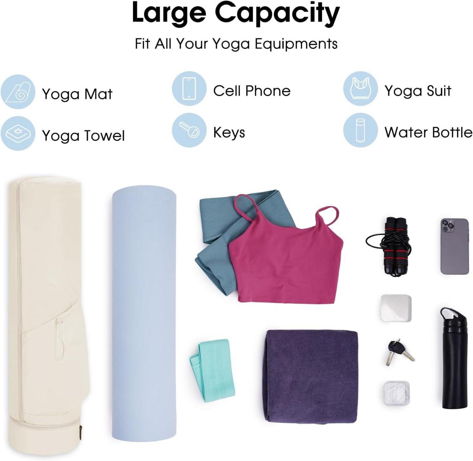 Yogatasche Damen mit Nassfach und Flaschentasche Beige