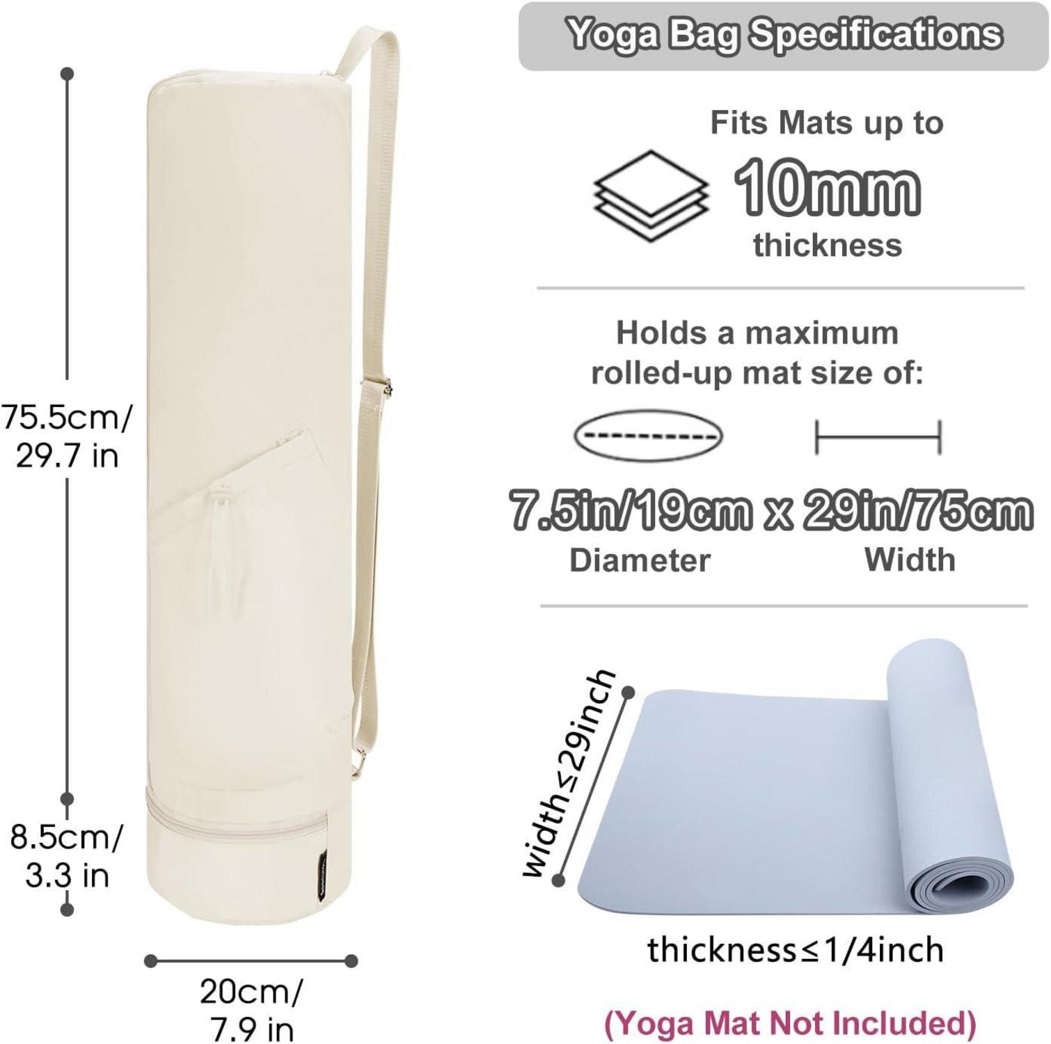 Yogatasche Damen, Nassfach, Flaschentasche, Reißverschluss, Beige