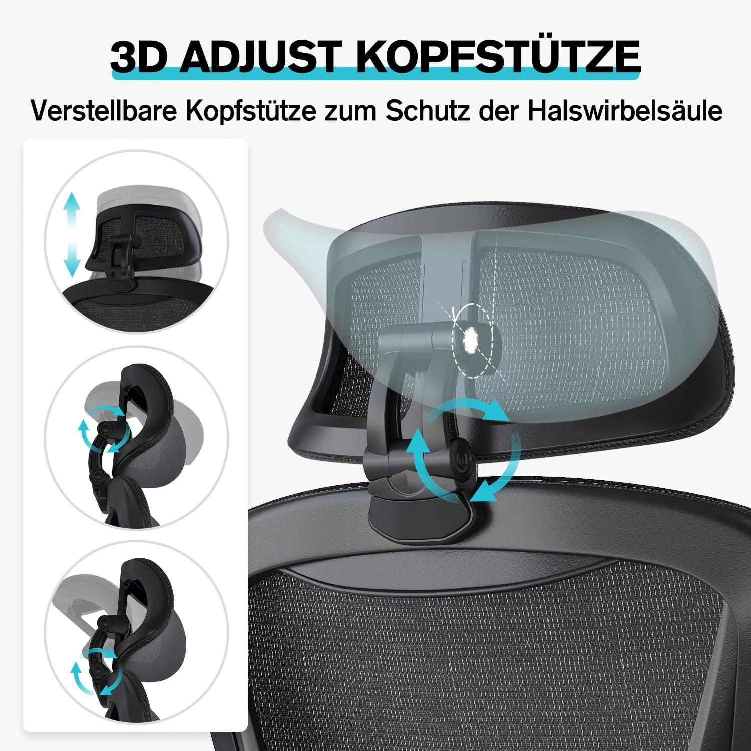 Eucladoceros Bürostuhl Ergonomisch Hochklappbar Schwarz