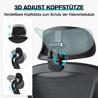 Eucladoceros Bürostuhl Ergonomisch Hochklappbar Schwarz