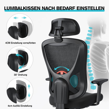 Ergonomischer Schreibtischstuhl mit 3D-Armlehnen