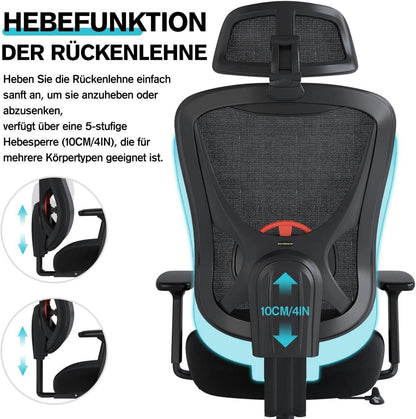 Eucladoceros Bürostuhl Ergonomisch Hochklappbar Schwarz