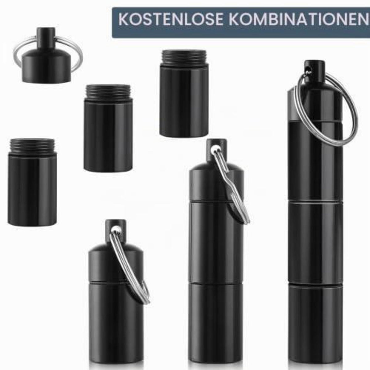 2er-Set Pillendose Schlüsselanhänger Wasserdicht, 3 Fächer