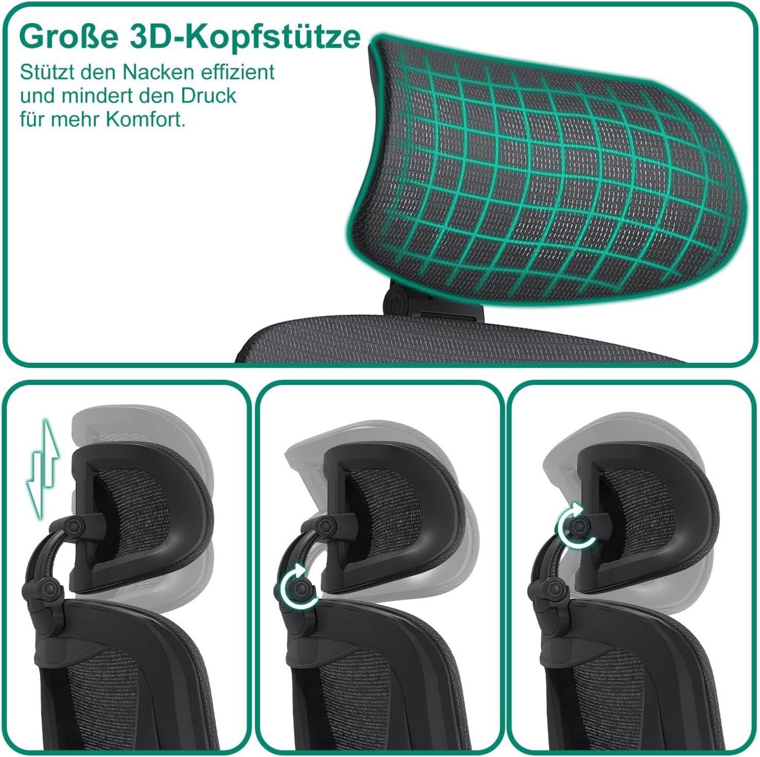 Ergonomischer Gaming Bürostuhl mit Hochklappfunktion & Lendenkissen