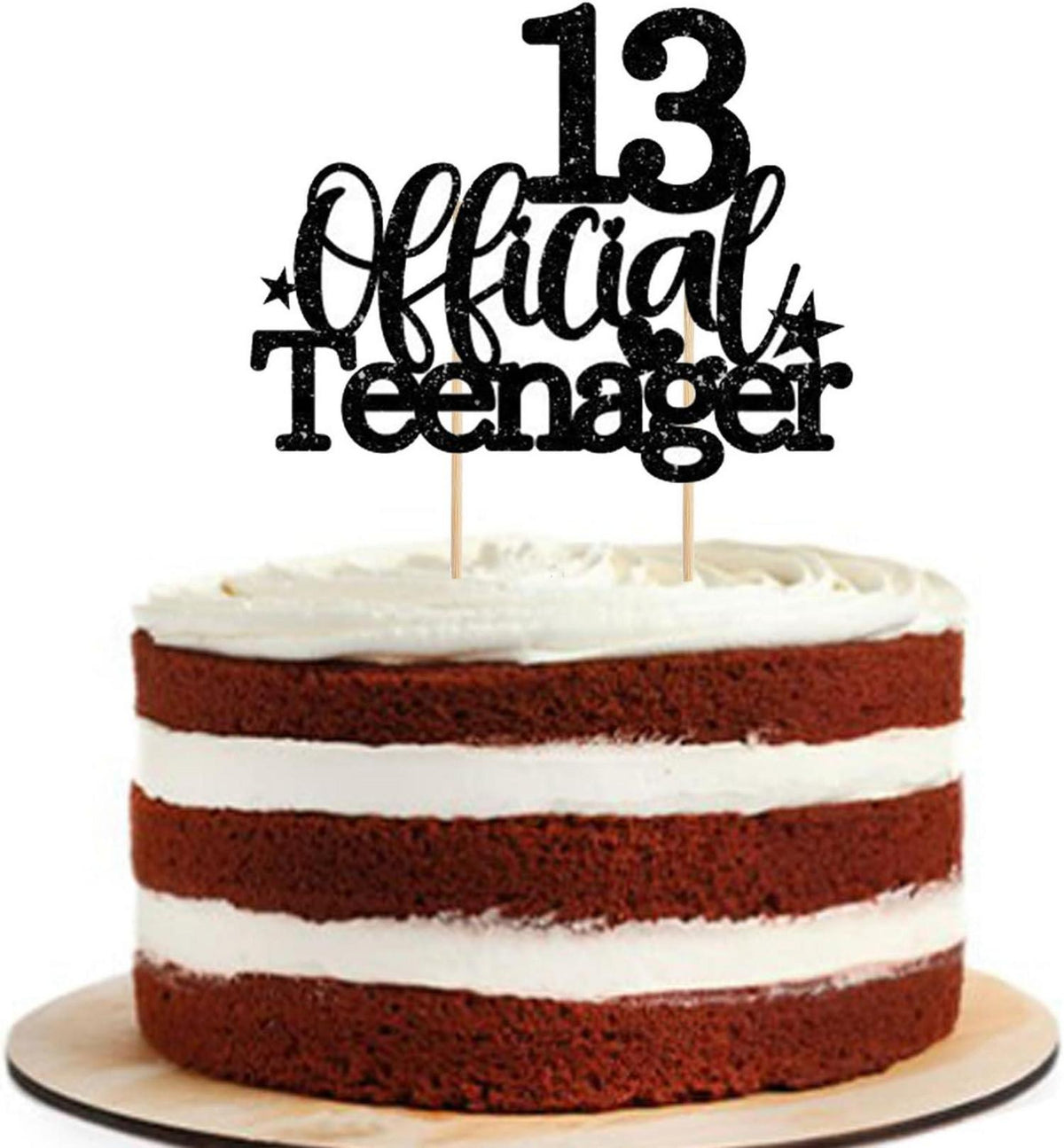 Deko 13. Geburtstag Mädchen Jungen Glitzer Kuchendeko 13 Jahre Schwarz