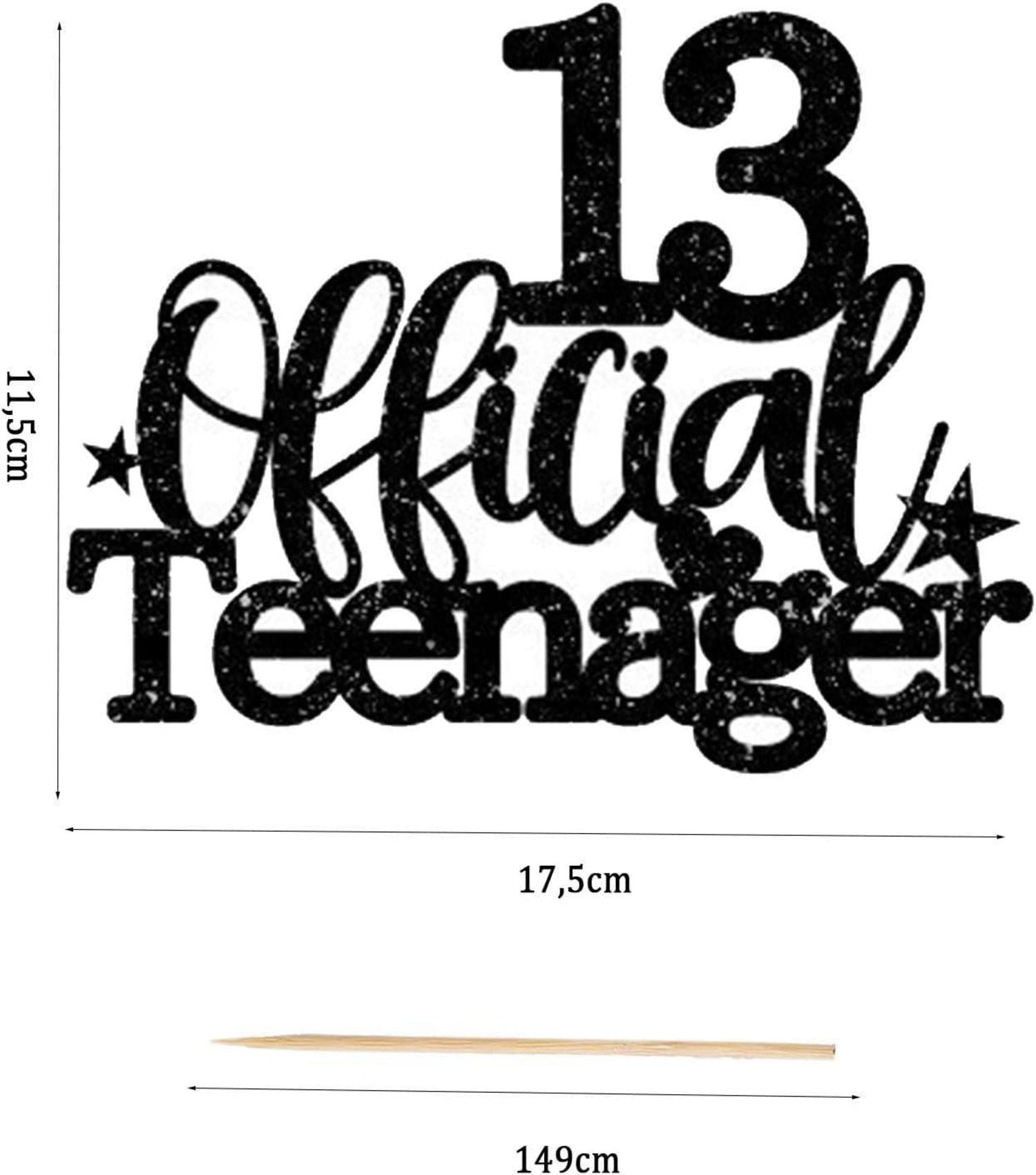 Tortendeko 13. Geburtstag Mädchen Junge Glitzer Schwarz Cake