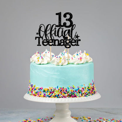 ENLACE Tortendeko 13. Geburtstag Glitzer Schwarz Mädchen Jungen