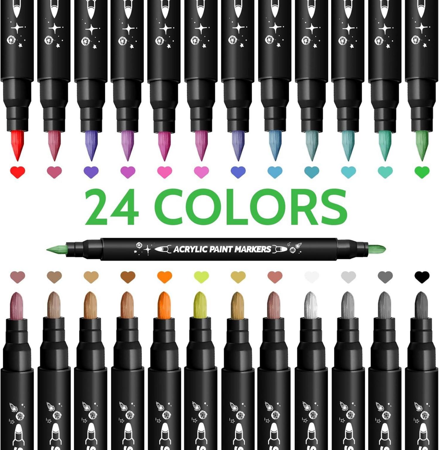 24 Farben Acrylstifte Dual Tip für