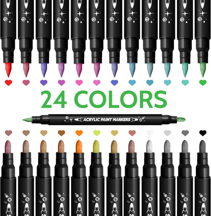 24 Farben Acrylstifte Dual Tip für