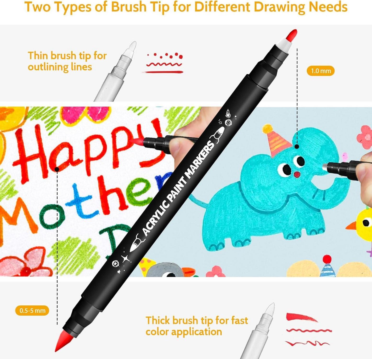 Acrylstifte für Steine & Holz, Wasserfest, Dual Tip Marker