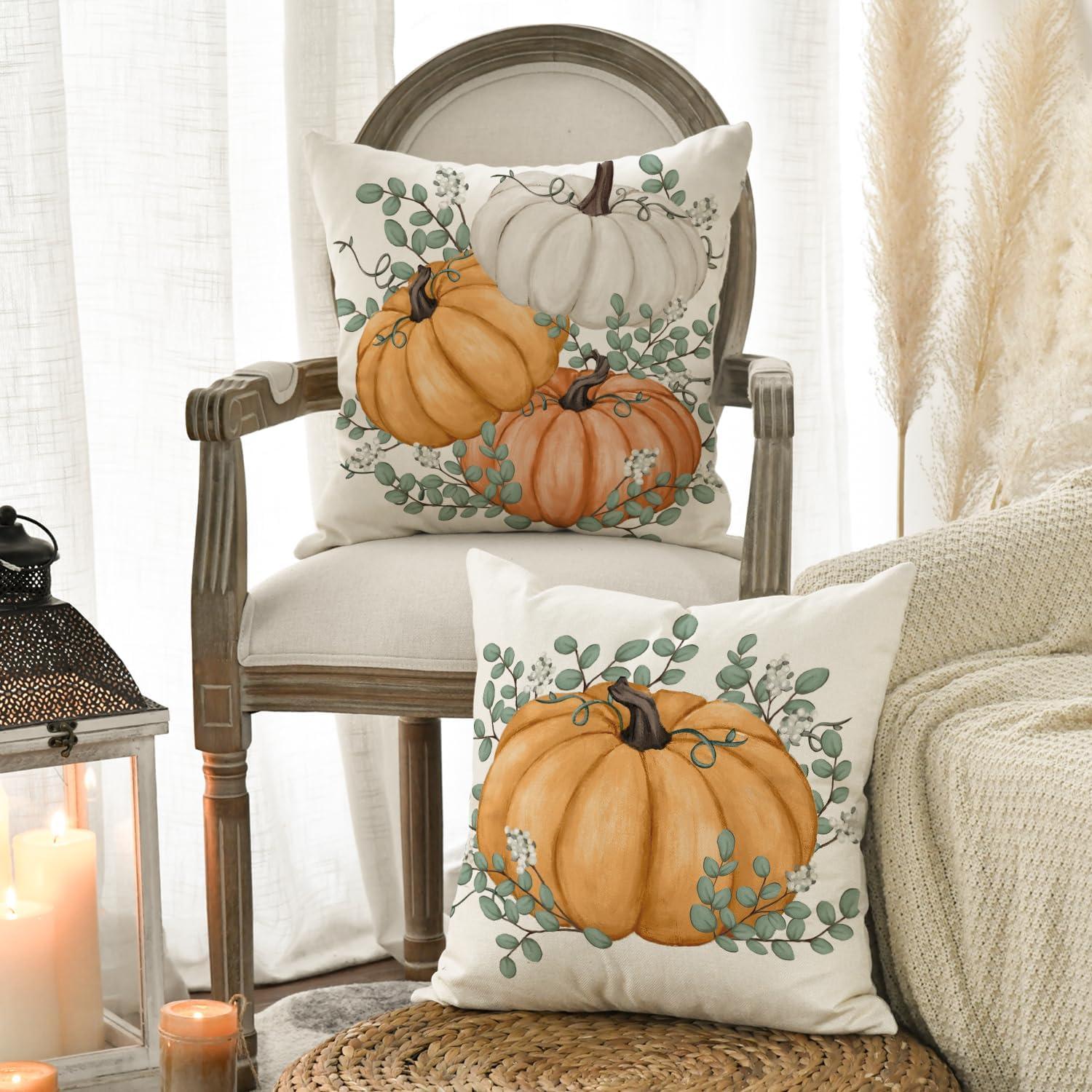 Herbst Kürbisse Orange Kissenbezüge 2er Set 45x45 cm