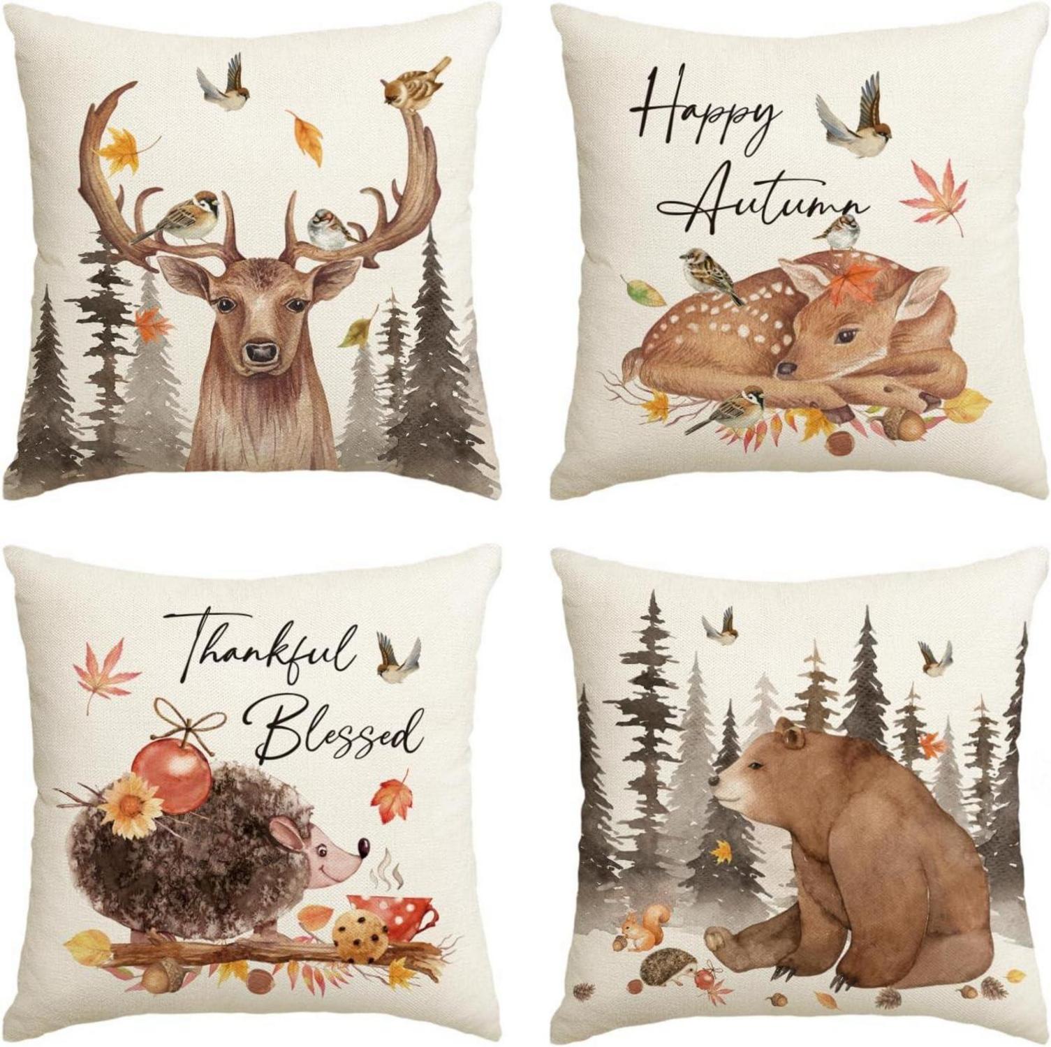 Artoid Wildtiere Kissenbezüge 4er Set 45x45 cm Beige