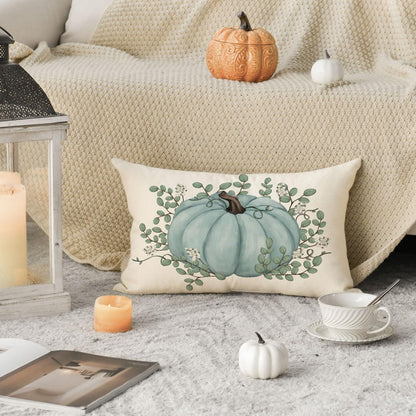 Herbst Kissenbezug Set Blau Eukalyptus Deko 30x50cm